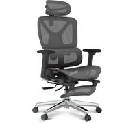 FLEXISPOT ErgoX Silla Escritorio con Reposapiés, Soporte Lumbar, Respaldo 5D, Reposabrazos 3D, Silla Gaming, Cojín Transpirable, Inclinación 135°, Silla Ergonomica Escritorio, Gris Oscuro