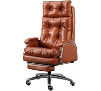 Silla de oficina ergonómica con reclinación de 155° y reposapiés retráctil, silla de trabajo de piel sintética para grandes y altos