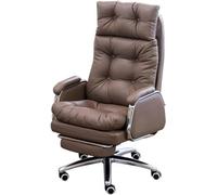 Silla de oficina ergonómica con reclinación de 155° y reposapiés retráctil, silla de trabajo de piel sintética para grandes y altos