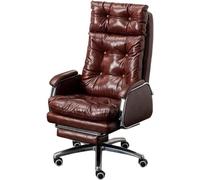 Silla de oficina ergonómica con reclinación de 155° y reposapiés retráctil, silla de trabajo de piel sintética para grandes y altos