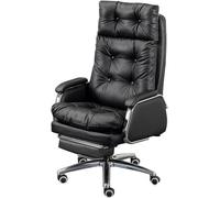 Silla de oficina ergonómica con reclinación de 155° y reposapiés retráctil, silla de trabajo de piel sintética para grandes y altos