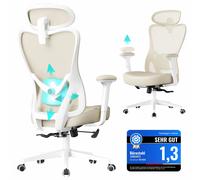 SONGMICS Silla de Oficina Ergonómica, Silla de Escritorio, con Reposacabezas y Soporte Lumbar Ajustables, Carga de 150 kg, Altura Ajustable, Gris Paloma OBN066GD01