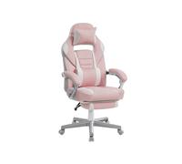 Silla de Oficina Ergonómica con Reposapiés Rosa Jalea y Blanco Crema