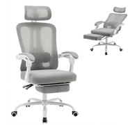 Silla De Oficina Ergonómica Con Reposapiés, Silla Gaming De Malla Con Respaldo Alto y Soporte Lumbar Ajustable, Inclinación De 3 Posiciones, Giratoria 360° Con Reposacabezas Para La Oficina En Casa