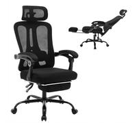 Silla De Oficina Ergonómica Con Reposapiés, Silla Gaming De Malla Con Respaldo Alto y Soporte Lumbar Ajustable, Inclinación De 3 Posiciones, Giratoria 360° Con Reposacabezas Para La Oficina En Casa