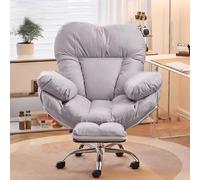 Silla de oficina ergonómica con respaldo en forma de amor, asiento acolchado ancho, soporte lumbar de 3 niveles, rodillos silenciosos, cómoda silla de escritorio para el hogar, estudio y sala de estar