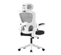 Silla de oficina ergonómica con soporte lumbar, respaldo alto, silla giratoria de malla para oficina en casa, reposabrazos abatible ajustable, diseño cómodo