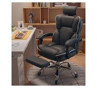Silla de Oficina ergonómica con Soporte Lumbar y reposapiés Respaldo Ajustable Silla de Cuero giratoria para computadora Negro y Esponja más látex Confort