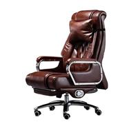 Silla de oficina ergonómica de cuero auténtico para ejecutivos grandes y altos, con ruedas giratorias de 360 grados, reclinables, para personas con sobrepeso, con asiento ancho y resortes(Brown)