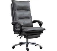 Silla de oficina ergonómica de lujo de piel auténtica con reposapiés retráctil, silla ejecutiva totalmente reclinable para computadora para máxima comodidad, silla de trabajo giratoria con respaldo