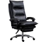 Silla de oficina ergonómica de lujo de piel auténtica con reposapiés retráctil, totalmente reclinable, respaldo alto, silla giratoria ejecutiva para computadora para máxima comodidad y apoyo