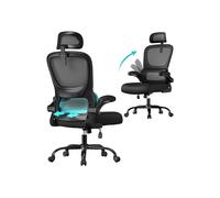 SONGMICS Silla de Oficina, Silla de Escritorio Ergonómica, Tela de Malla de Doble Capa Transpirable, Soporte Lumbar Adaptable, Reposacabezas Ajustables, para Oficina en Casa, Negro Tinta OBN041B01