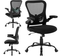 Silla de oficina ergonómica de malla para computadora, silla de escritorio para oficina en casa con soporte lumbar ajustable, reposabrazos abatibles, silla ejecutiva giratoria de 360 grados, cómoda