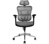 Silla de oficina ergonómica de primera calidad con reposacabezas y apoyabrazos (gris) - EQUIP