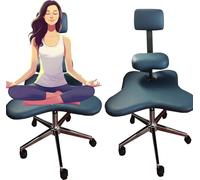 Silla De Oficina Ergonómica De Rodillas con Patas Cruzadas Y Ruedas, Taburete De Meditación Ajustable Sin Brazos, Asiento De Escritorio para Adultos para Sentarse con Piernas Cruzadas,Blue