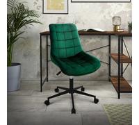 Silla de oficina ergonómica de terciopelo verde con ruedas y altura ajustable