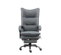 Silla de Oficina ergonómica ejecutiva con Respaldo Alto y reposapiés, Silla de Escritorio de Cuero, Elegante sillón buró (Gris), cómoda y con Buen Soporte.