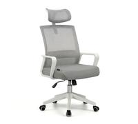 Silla de oficina ergonómica en blanco y gris 111-121x51 cm dafne tex