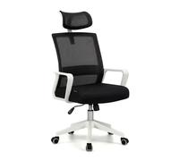 Silla de oficina ergonómica en blanco y negro 111-121x51 cm dafne tex blanco - negro 51 x 121 x cm