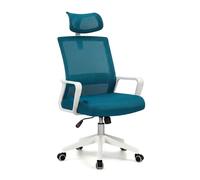 Silla de oficina ergonómica en blanco y turquesa 111-121x51 cm dafne tex blanco - turquesa 51 x 121 x cm