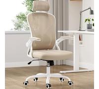 Silla de Oficina ergonómica giratoria con Respaldo Alto,reposacabezas Ajustable y Soporte Lumbar. Escritorio Profesional con reposabrazos abatibles para Mayor Comodidad en el estu