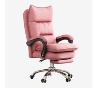 Silla de oficina ergonómica para adultos con respaldo grueso, asiento ajustable, respaldo alto, silla de juegos con reposabrazos y reposapiés, silla de escritorio rosa con ruedas