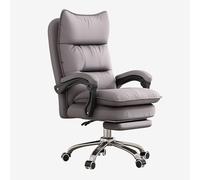 Silla de oficina ergonómica para adultos, silla de juego de respaldo alto con soporte grueso, altura ajustable del asiento, ruedas rodantes, gris con reposapiés, ideal para uso en la oficina