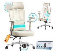 Silla de Oficina Ergonómica para Trabajo y Gaming Marrón Camello y Blanco Nube