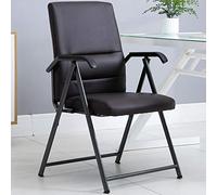 Silla de oficina ergonómica plegable de cuero con brazos para escritorio de computadora y asiento de entrenamiento/marrón