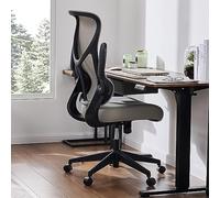 Silla de oficina ergonómica, silla de escritorio cómoda con respaldo alto con ruedas, brazos giratorios y abatibles, sillas de malla para juegos para el hogar, color gris