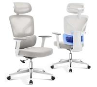 Silla de oficina ergonómica, silla de escritorio con soporte lumbar 3D, reposabrazos ajustables, reposacabezas y ruedas sin arañazos, silla de ordenador de 140 kg, cómoda silla giratoria para oficina