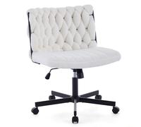 Silla De Oficina Extra Ancha Sin Brazos - Diseño Cruzado Ergonómico, Ruedas, Altura Ajustable, Circuito 360°, Capacidad 136 Kg - Adecuada para Entrada o Recibidor