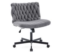 Silla De Oficina Extra Ancha Sin Brazos - Diseño Cruzado Ergonómico, Ruedas, Altura Ajustable, Circuito 360°, Capacidad 136 Kg - Adecuada para Entrada o Recibidor