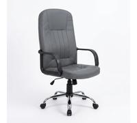 Silla de oficina giratoria 360° en símil gris claro con reposabrazos fijos y altura de asiento ajustable estructura patas cromadas con ruedas - diseño moderno y funcional - WILLA