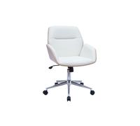 Silla de oficina giratoria blanca con madera clara MARLOW