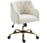 Silla de oficina giratoria con respaldo acolchado, regulable en altura, poliéster beige (54x52x73-81cm)