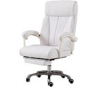 Silla de oficina giratoria de 360 ° de espalda alta con reposapiés y reposabrazos acolchados silla de escritorio ejecutivo ergonómico con soporte lumbar muebles de oficina blancos elegantes FANDIAO