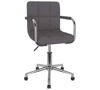 Silla de oficina giratoria tapizada con tela, color topo, marco de acero | Altura ajustable, rotación de 360 grados, ruedas de carretera, acero cromado, tapicería de tela, color topo
