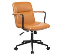 CLP Silla de Oficina ergonómica Hilda, Regulable en Altura giratoria, con Mecanismo de inclinación y reposabrazos, tapizado de Cuero, Color:marrón