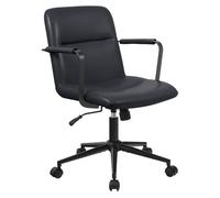 CLP Silla de Oficina ergonómica Hilda, Regulable en Altura giratoria, con Mecanismo de inclinación y reposabrazos, tapizado de Cuero, Color:Negro