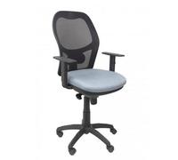 Silla de oficina Jorquera con mecanismo Sincro tapizada con Tela color Gris y malla color Negro. Equipada con lumbar 1D, Brazos 1D y Ruedas de nailon 50 mm