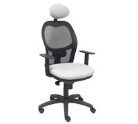 Silla de oficina Jorquera con mecanismo Sincro tapizada con Tela color Gris y malla color Negro. Equipada con lumbar 1D, Brazos 1D, Cabecero Fijo y Ruedas de nailon 50 mm