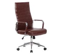 CLP Silla De Oficina Kolumbus En Simil Cuero & Base De Metal con Ruedas I Silla De Escritorio Ergonómica & Regulable En Altura, Color:Burdeos
