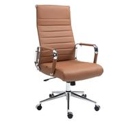 Silla de oficina kolumbus de cuero auténtico marrón claro 66x58x105 cm