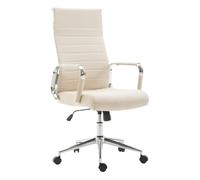 CLP Silla De Oficina Kolumbus Ergonómica En Tela con Ruedas I Silla De Escritorio Regulable En Altura & Giratoria, Color:Crema