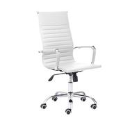 Silla de oficina letter símil piel blanco 64 x 106-116 x 64 cm