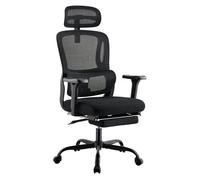 CLP Silla de Oficina ergonómica con reposapiés Mankato, Silla de Escritorio con reposabrazos 3D, Soporte Lumbar, soporta hasta 150 kg, Color:Negro