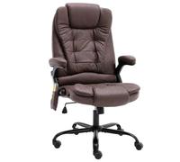 Silla de oficina masajeador marrón oscuro de piel auténtica