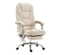 CLP Silla De Oficina De Masaje Pacific Tapizada En Tela I Silla De Escritorio Relax Regulable En Altura & Giratorio Color:Crema
