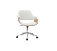 Silla de oficina moderna blanca y madera clara HANSEN